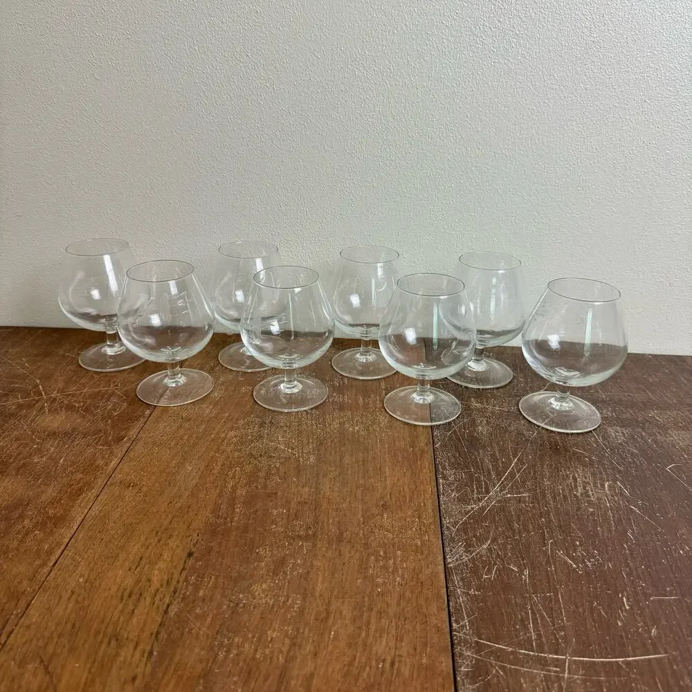 Princess House Set of 8 Heritage Brandy Glasses Floral Etched Made‎ In France